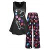 Ensemble de Pyjama Haut et Pantalon à Motif de Chien Grande Taille - Noir L