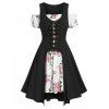 Ensemble de Robe Fendue Imprimée Fleurie à Epaule Dénudée et de Haut à Lacets - multicolor L