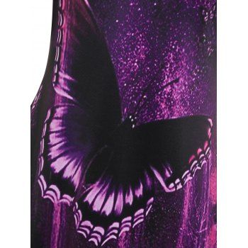 Plus Size Cold Shoulder Butterfly Print Lace Panel  Dress