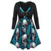 T-shirt D'Halloween à Imprimé Crâne Pieuvre de Grande Taille Fausse Deux Pièces - Noir 4X