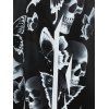 T-shirt D'Halloween Tordu en Avant à Imprimé Papillon et Crâne de Grande Taille - Noir 3X