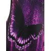 Plus Size Cold Shoulder Butterfly Print Lace Panel  Dress - PURPLE L