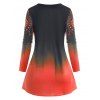 Plus Size Lattice Ombre Pattern Long Sleeve Tee - RED 2XL