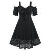 Robe Vintage à Epaule Dénudée de Grande Taille avec Nœud Papillon - Noir 2X