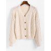 Cardigan Maille Epais Boutonné en Tricot à Câble - café lumière L