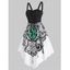 Robe Vintage d'Eté Asymétrique Style Corset à Imprimé Diamant à Lacets - Blanc XXL