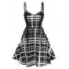 Robe Patineuse à Carreaux à Lacets - Noir XXL