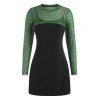 Ensemble de Haut Léopard Découpé en Maille Insérée et de Robe Côtelée - multicolor 5XL