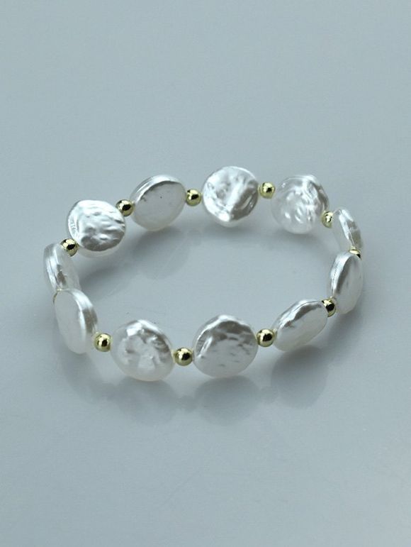 Bracelet Rond avec Fausse Perle Dorée - Blanc 