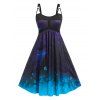 Plus Size Cutout O Ring Halloween Print Dress - multicolor 1X