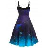 Plus Size Cutout O Ring Halloween Print Dress - multicolor 1X