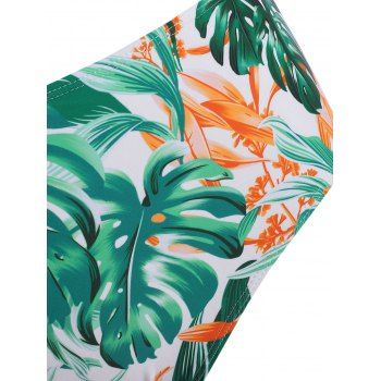 Ruffle Tropical Palm Leaf Tankini Swimwear