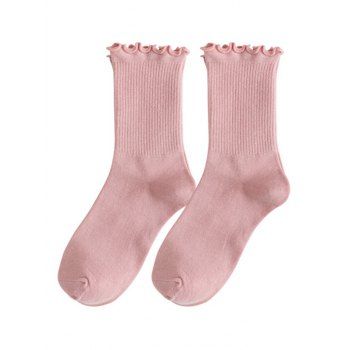 

Lettuce Trim Cotton Crew Socks, Light pink