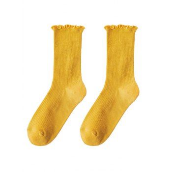 

Lettuce Trim Cotton Crew Socks, Sun yellow