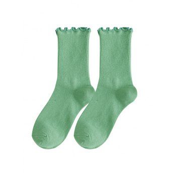 

Lettuce Trim Ribbed Crew Socks, Cyan opaque