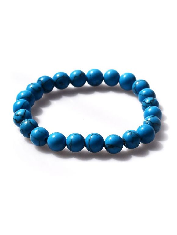 Bracelet Elastique Perlé en Turquoise - Bleu 
