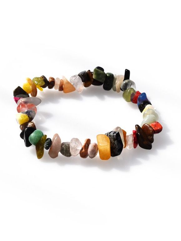 Bracelet Elastique Perlé avec Pierre Irrégulière - multicolor B 