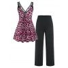 Plus Size Leopard Print Tank Top and Pants Pajamas Set - LIGHT PINK L