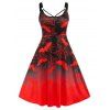Robe D'Halloween à Imprimé Toile D'Araignée et Chauve-souris de Grande Taille - Rouge 3X