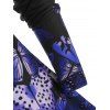 Long Sleeve Butterfly Print Tee Dress - PURPLE L