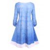 Robe Tunique à Imprimé 3D Denim à Manches Roulées - Bleu clair M