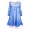 Robe Tunique à Imprimé 3D Denim à Manches Roulées - Bleu clair S