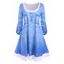 Robe Tunique à Imprimé 3D Denim à Manches Roulées - Bleu clair XL