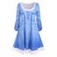Robe Tunique à Imprimé 3D Denim à Manches Roulées - Bleu clair XXXL