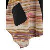Pockets Striped Asymmetric Tee - multicolor XXXL