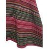 Lace Up Colorful Stripe Cowl Neck High Low Dress - multicolor M