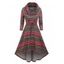 Robe Rayée Colorée Haute Basse à Col Bénitier à Lacets - café XL