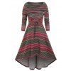 Robe Rayée Colorée Haute Basse à Col Bénitier à Lacets - multicolor XXL