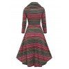 Robe Rayée Colorée Haute Basse à Col Bénitier à Lacets - multicolor XXL