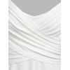 Long Sleeve Ruched Crossover Flare T-shirt - WHITE XL