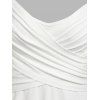 Long Sleeve Ruched Crossover Flare T-shirt - WHITE XXL