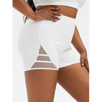 

Ladder Mesh Side Plus Size Shorts, White