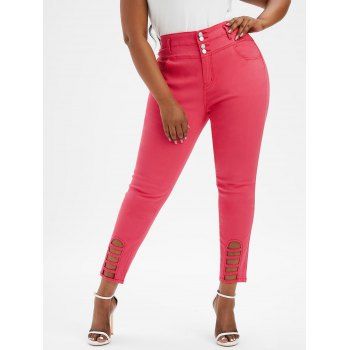 

Plus Size High Rise Ladder Cut Jeans, Red