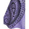 Robe Vintage Motif de Cachemire Florale à Taille Haute Anneau en O Style Corset - Violet clair XL