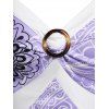 Robe Vintage Motif de Cachemire Florale à Taille Haute Anneau en O Style Corset - Violet clair XXXL
