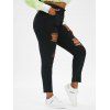 Jean Filiforme Style Déchiré et Effiloché Grande-Taille - Noir 4X