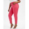 Plus Size High Rise Ladder Cut Jeans - RED 3X