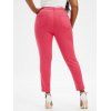 Plus Size High Rise Ladder Cut Jeans - RED 3X