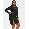 Plus Size Zip Embellished Slinky Dress - BLACK 4X
