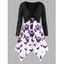 Skull Butterfly Halloween Cinched Front Plus Size Top - PURPLE 5X