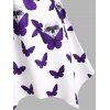 Skull Butterfly Halloween Cinched Front Plus Size Top - PURPLE 5X