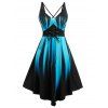 Robe Evasée Mi-Longue Croisée de Grande Taille à Lacets - Noir 1X