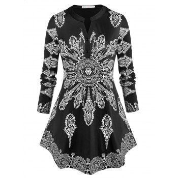 

Plus Size Tribal Print Blouse, Black