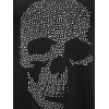 Plus Size Rhinestone Skull Print Halloween Tee - BLACK L