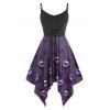 Lace Up Butterfly Skull Halloween Plus Size Cami Dress - PURPLE 4X