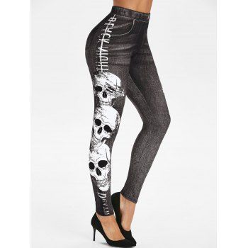 

Halloween Skull Print Jeggings, Black